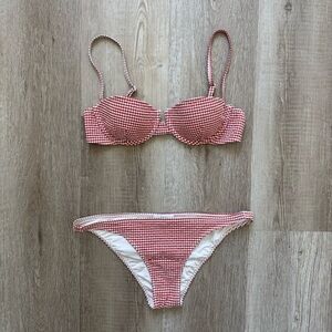 Onia Red Gingham Bikini Top and Bottom